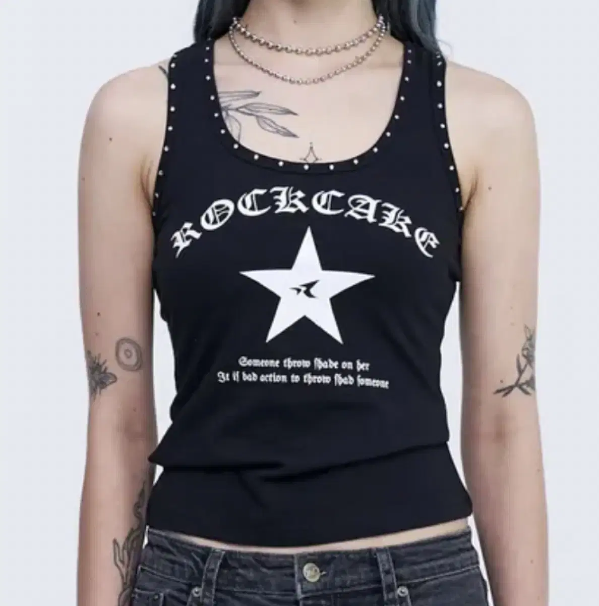 락케이크 crystal hotfix Sleeveless black